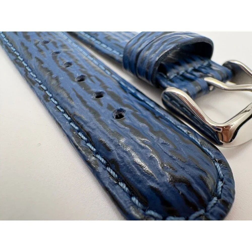Vintage Citizen Blue Shark-Grain Embossed Leather Watch Strap 20mm INOX Buckle